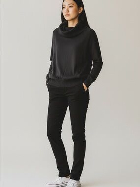 Splendid Black Cowl Neck Sweater - Draped Relaxed Fit